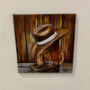 Hand Crafted Rustic Boots & Hat Art